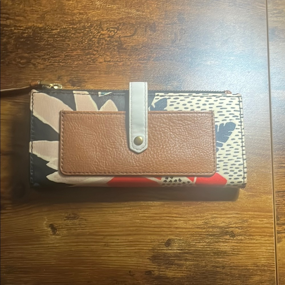 Brown and Multicolor Women's Wallet
